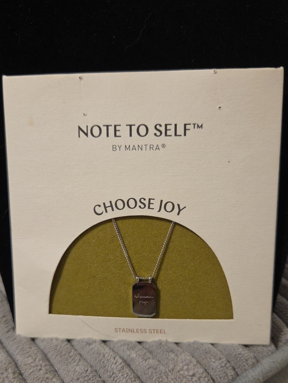 MantraBand Note to Self "Choose Joy" Engraved Pendant Necklace Stainless Steel
